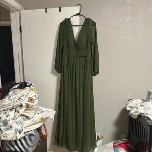 Azazie Forest Green Long Sleeve Dress